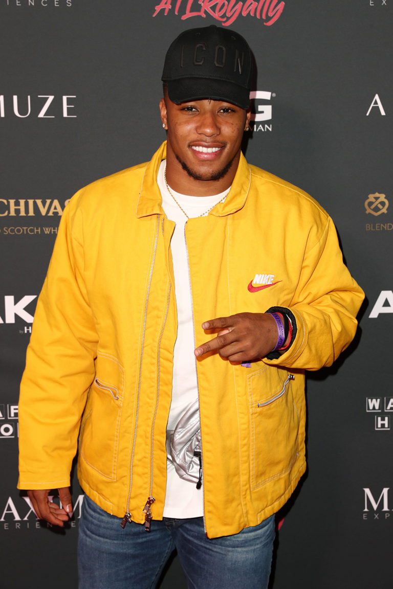 Saquon Barkley attends The Maxim Big Game Experience (Photo by Joe Scarnici/Getty Images for Maxim)