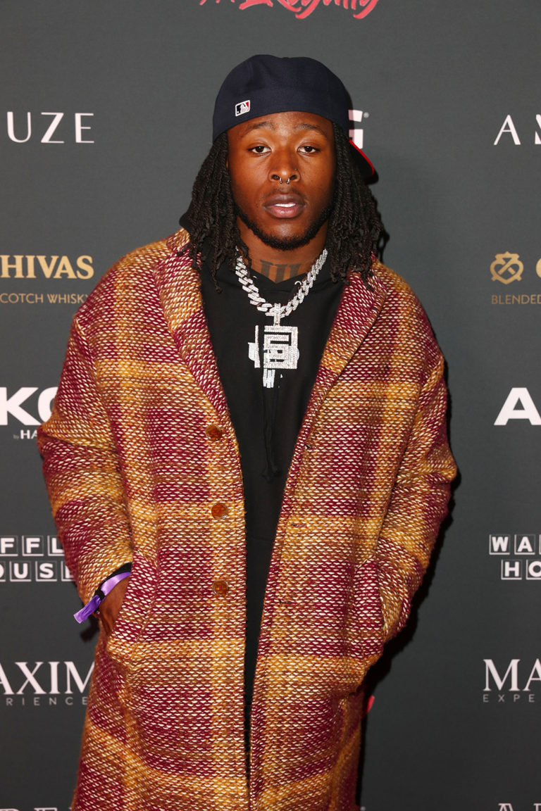 Alvin Kamara attends The Maxim Big Game Experience (Photo by Joe Scarnici/Getty Images for Maxim)